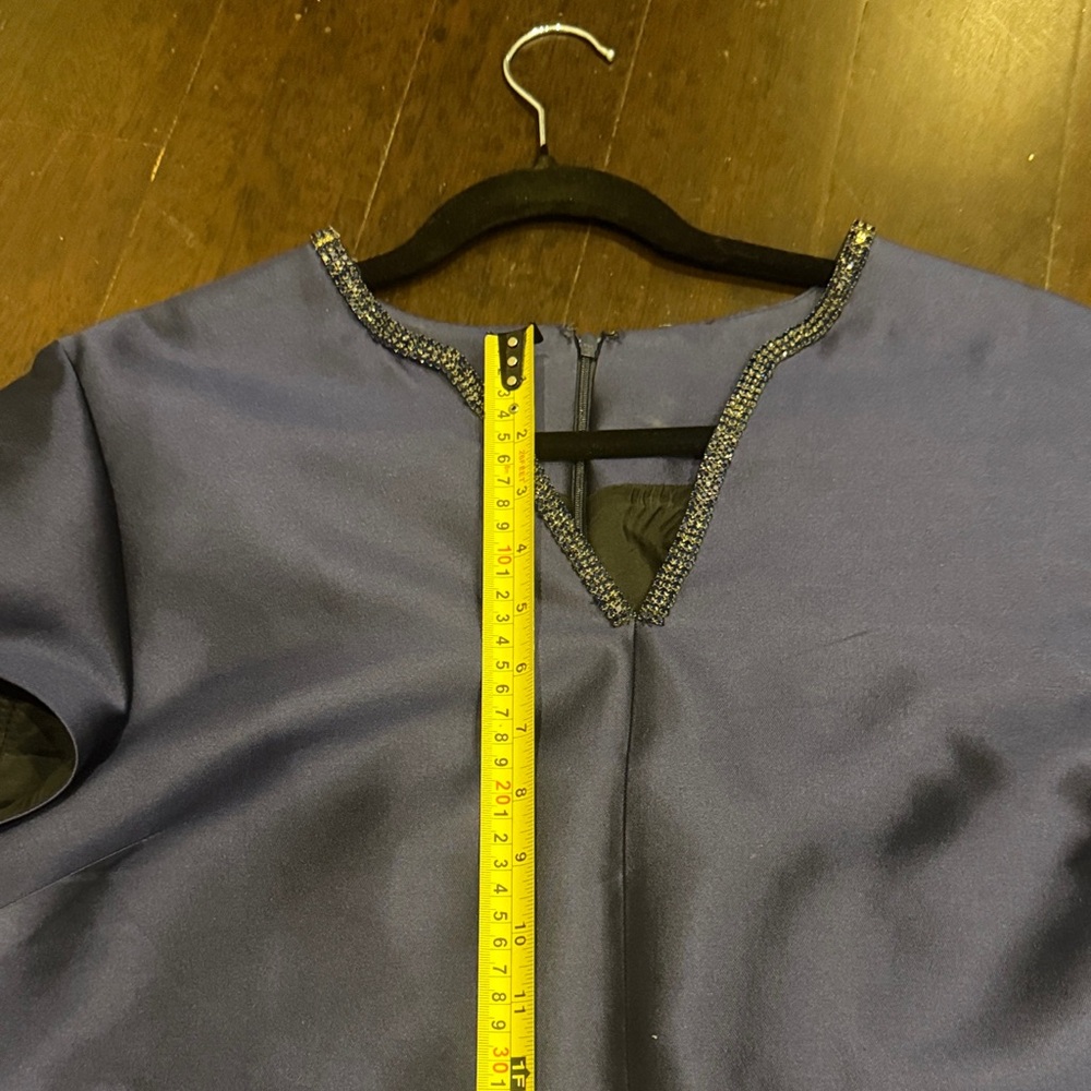 Elegant Midnight Blue Silk Dress - Picture 9 of 12